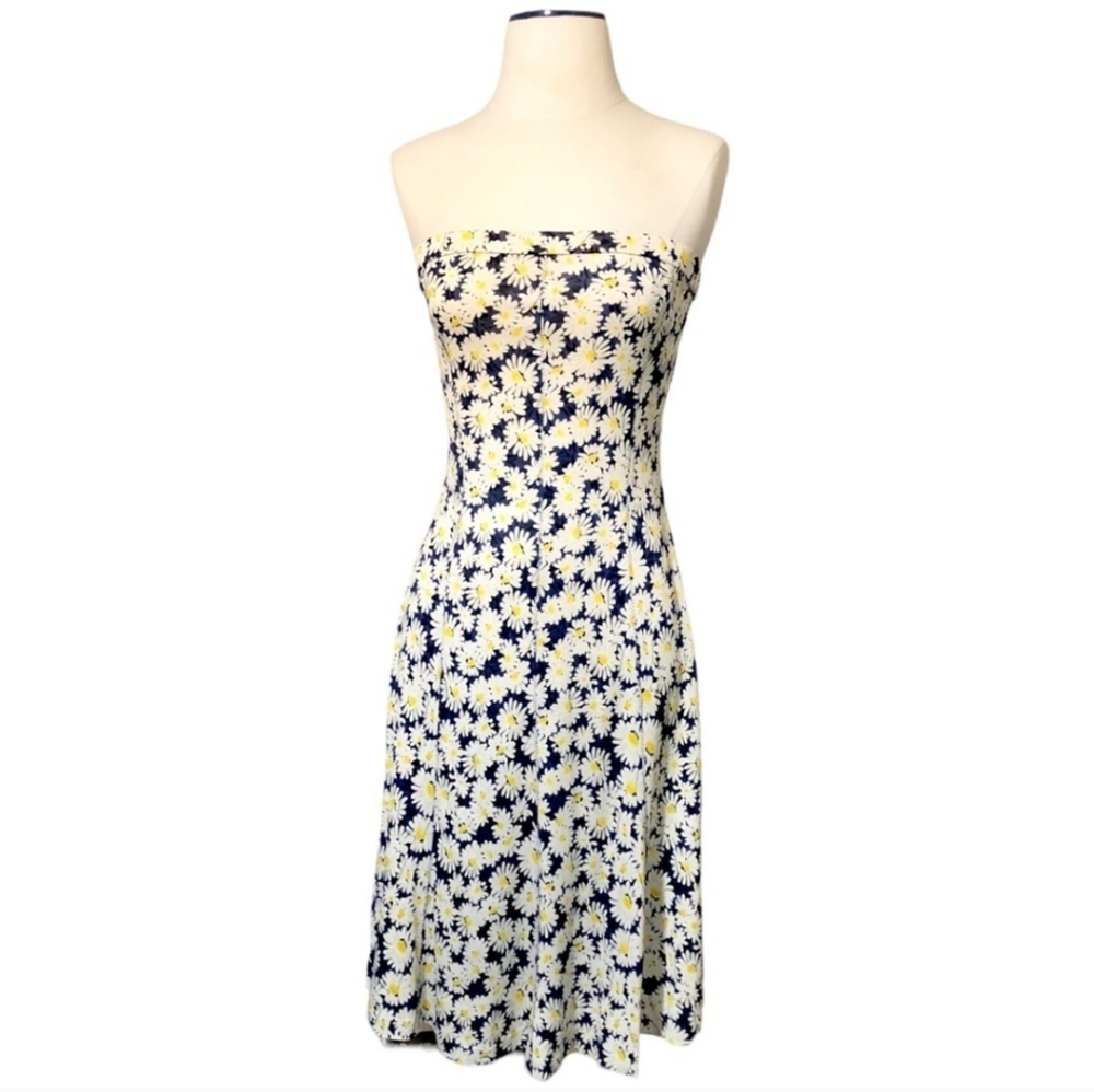 DIANE VON FURSTENBERG Merengo Strapless Dress Daisy Print Size 8